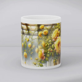 Gelbe Rosen Wasserfarben Garten Kaffeetasse