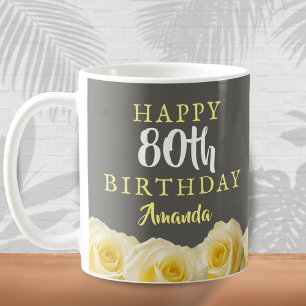 Gelbe Rosenblume Floral 80. Geburtstag Kaffeetasse