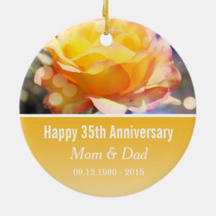 Gelbe Rosenblume Hochzeit Jubiläum Keramik Ornament