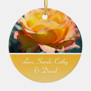 Gelbe Rosenblumen-Hochzeit-Jubiläum Keramikornament