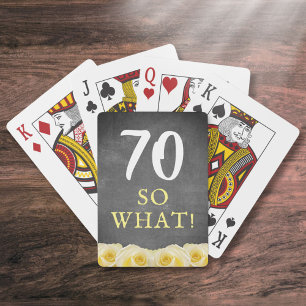 Gelbe Rosenhalskarte Floral 70. Geburtstag Spielkarten
