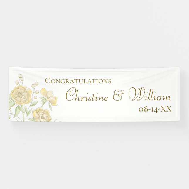 Gelbe Rosenhochzeit Banner (Horizontal)