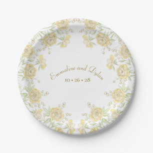 Gelbe Rosenhochzeit Pappteller