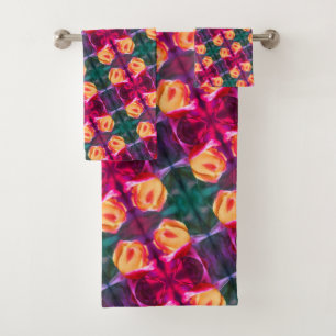 Gelbe Rosenknospe Abstrakte Blume Malerei Badhandtuch Set
