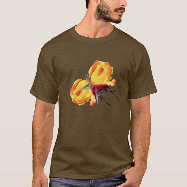 Gelbe Rosenknospe-Blume T-Shirt (Vorderseite)