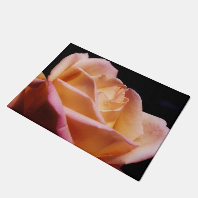 Gelbe Rosenknospe-Blume Tinte Fußmatte (Schrägansicht)