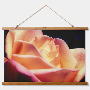 Gelbe Rosenknospe-Blume Tinte Wandteppich Mit Holzrahmen