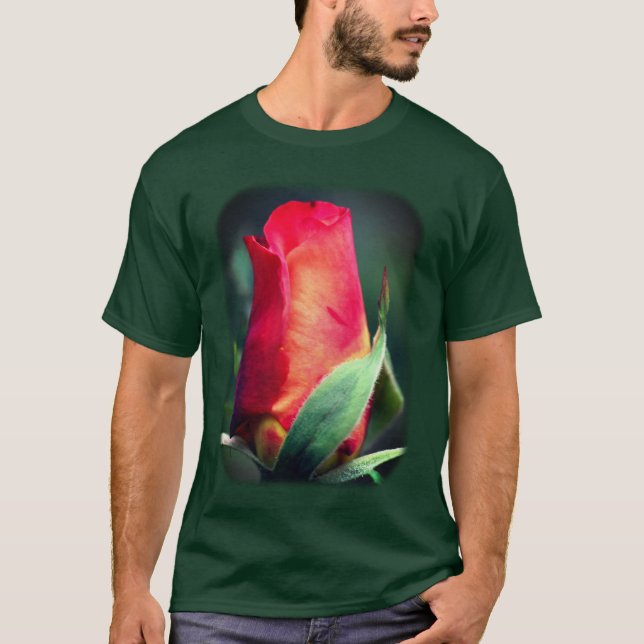 Gelbe Rosenknospe-Blütennatur T-Shirt (Vorderseite)