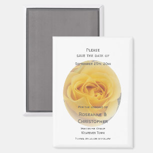 Gelbe Rosenknospe Hochzeit speichern das Datum Magnet