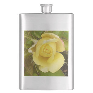 Gelbe Rosenknospe - klassische Flasche Flachmann