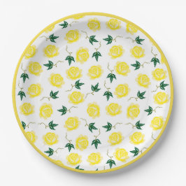 Gelbe Rosenpapierplatte Pappteller