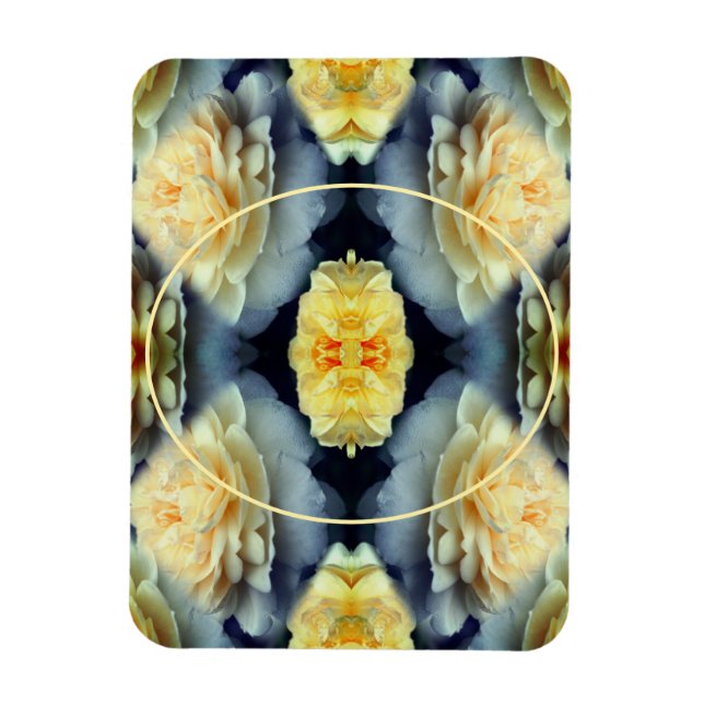 Gelbe Rosenrahmen ergänzen Ihr eigenes Foto Magnet (Vertikal)