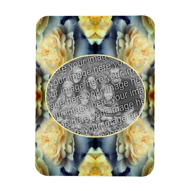 Gelbe Rosenrahmen schaffen Ihr eigenes Foto Magnet (Vertikal)