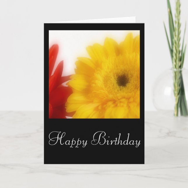Gelbe/rote Blume - Happy Birthday Card Design 1 Karte (Vorderseite)