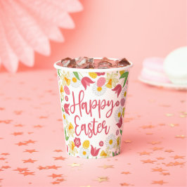Gelbe rote Floral Osterbrunch Pappbecher