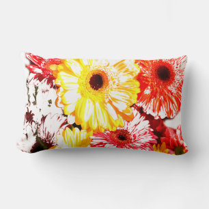 Gelbe rote Gerbera Chrysanthemen Blumen Kissen