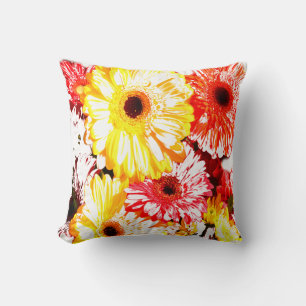 Gelbe rote Gerbera Chrysanthemen Blumen Kissen