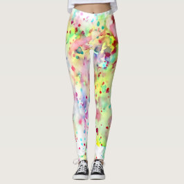 Gelbe, rote, Lila und rosafarbene Spritzer Leggings