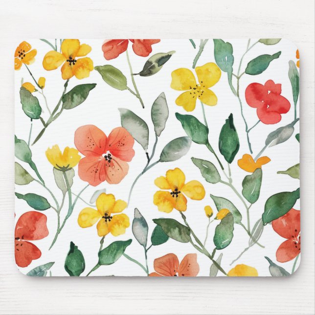 Gelbe rote Pfirsichblüten Mousepad (Vorne)