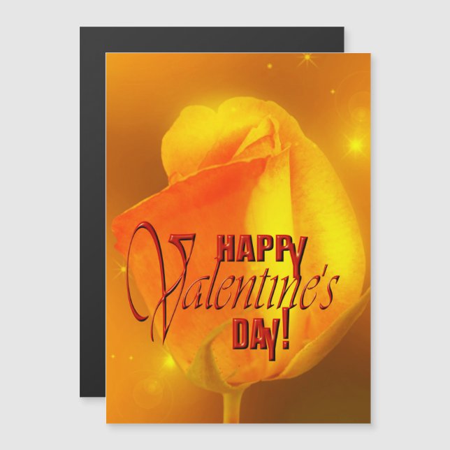Gelbe Rote Rose Valentinstag Magnetkarte (Vorne/Hinten)