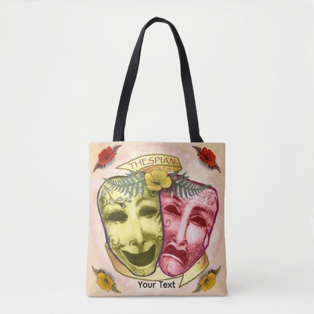 Gelbe rote Schauspielermasken (Vorderseite)