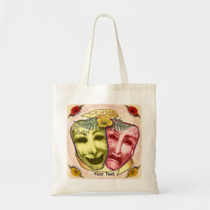 Gelbe rote Schauspielermasken Tragetasche