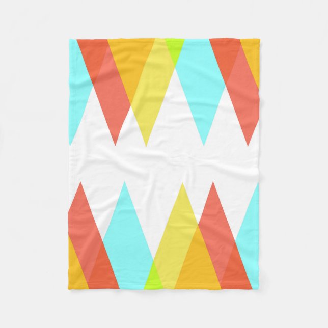 Gelbe, rote und kadettenblaue Dreiecke Fleecedecke (Vorderseite)