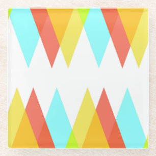 Gelbe, rote und kadettenblaue Dreiecke Glasuntersetzer