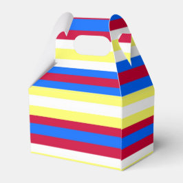 Gelbe, rote, weiße und blaue Streifen Geschenkschachtel