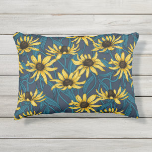 Gelbe Rudbekie auf navyblau Kissen Für Draußen