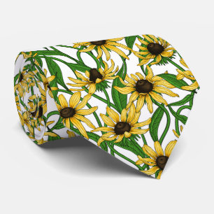 Gelbe Rudbekie auf Weiß Krawatte