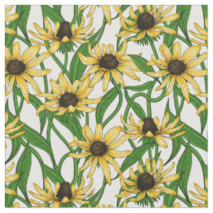 Gelbe Rudbekie auf Weiß Stoff