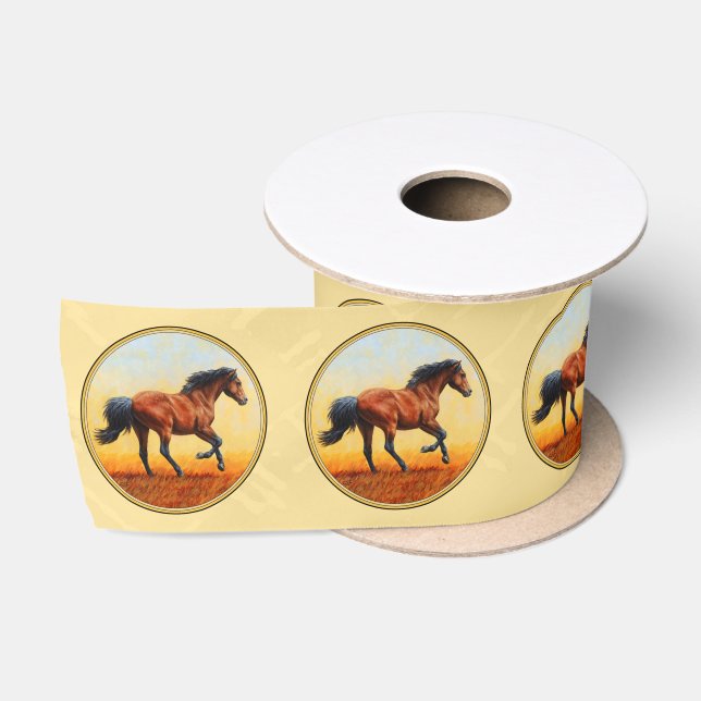 Gelbe Running Bay Horse Satinband (Spule)
