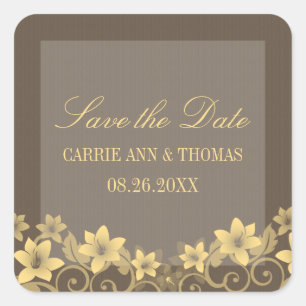 Gelbe, rustikale, bläserne Aufkleber Save the Date