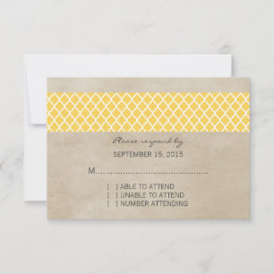 Gelbe rustikale Quatrefolienkarte RSVP Karte