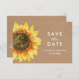 Gelbe Rustikale Sonnenblume. Save the Date Postkar Einladung
