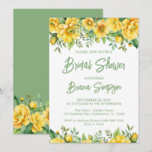 Gelbe Salbei-Grün-Floral-Braut-Dusche 