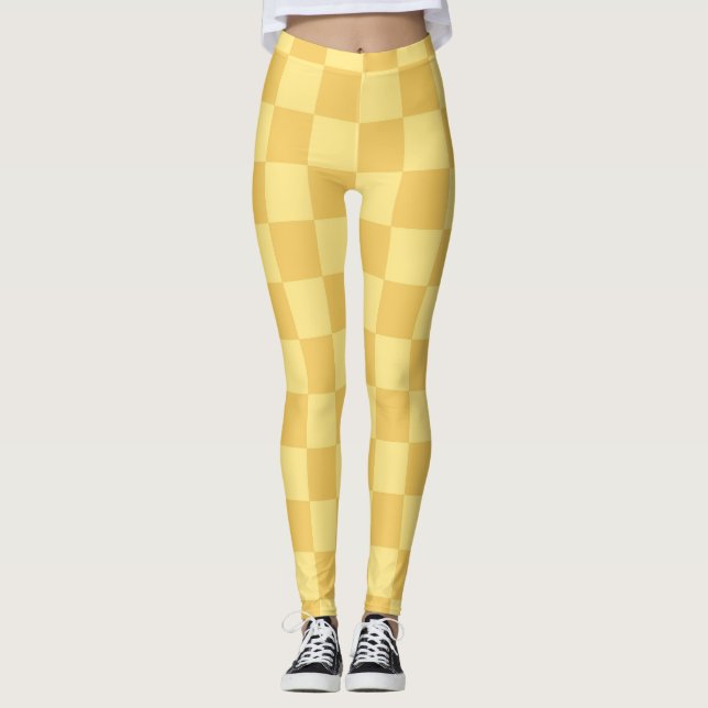 Gelbe Schachbrettmuster Leggings (Vorderseite)