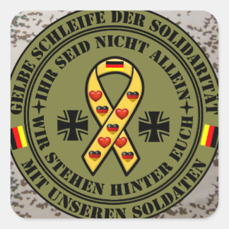 Gelbe Schleife der Solidarität für unsere Soldaten Quadratischer Aufkleber