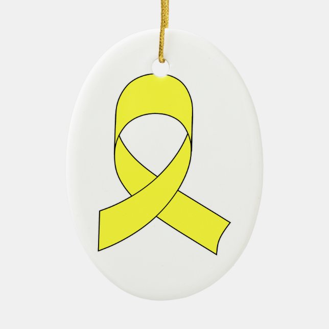 Gelbe Schleife Zeichnend Keramikornament (Vorne)