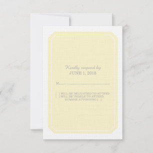 Gelbe, schlicht elegante Antwortkarte RSVP Karte
