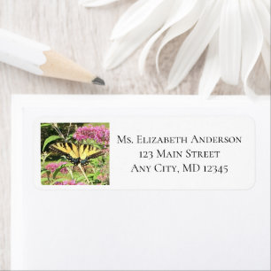 Gelbe Schmetterling Rosa Blume Rücksendeadresse