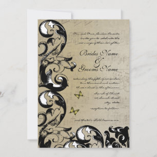Gelbe Schmetterling Wirbel Hochzeitseinladung Einladung
