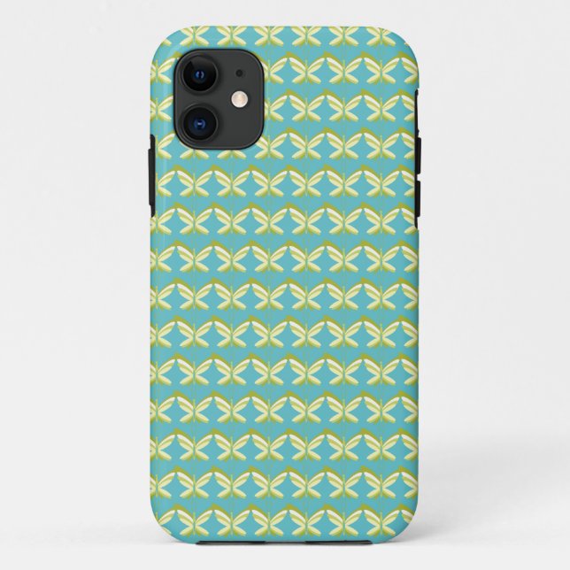 Gelbe Schmetterlinge auf blau Case-Mate iPhone Hülle (Rückseite)