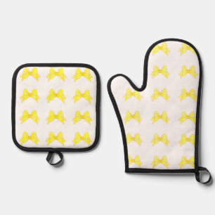 Gelbe Schmetterlinge Ofen-Mitt und Pothalter Ofenhandschuh & Topflappen-Set