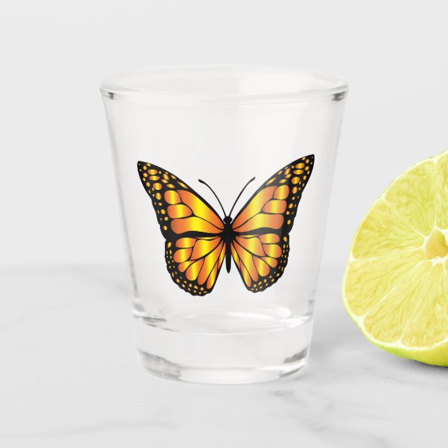 Gelbe Schmetterlinge Schnapsglas (Vorderseite)