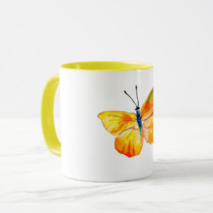 Gelbe Schmetterlingsfarbe zeichnend Combo-Tasse Tasse