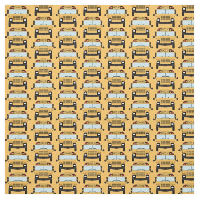 Gelbe Schulbusse auf orangefarbenem Muster Stoff (Muster)