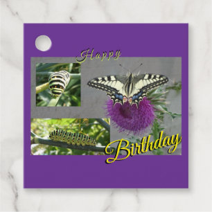 Gelbe Schwalbenschwanz-Collage-Geburtstagsgeschenk Geschenkanhänger