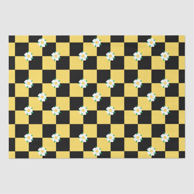 Gelbe, schwarz-gelbe Blume Seidenpapier (Vorderseite)